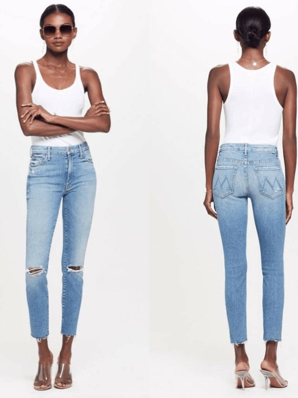 MOTHER DENIM High Waisted Looker Ankle Fray in Thrilling Shots